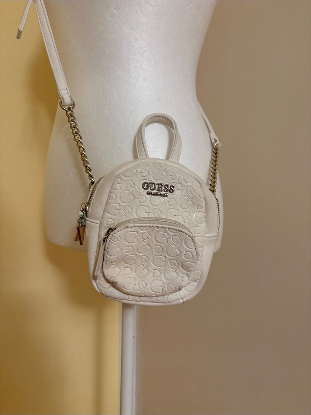 Vintage GUESS White Embossed Mini Backpack Crossbody